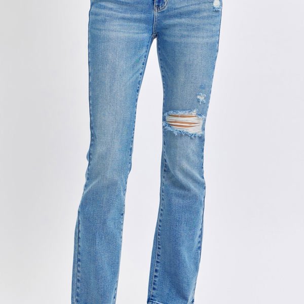 Judy Blue Mid Rise Destroy & Release Hem Bootcut Denim 88632