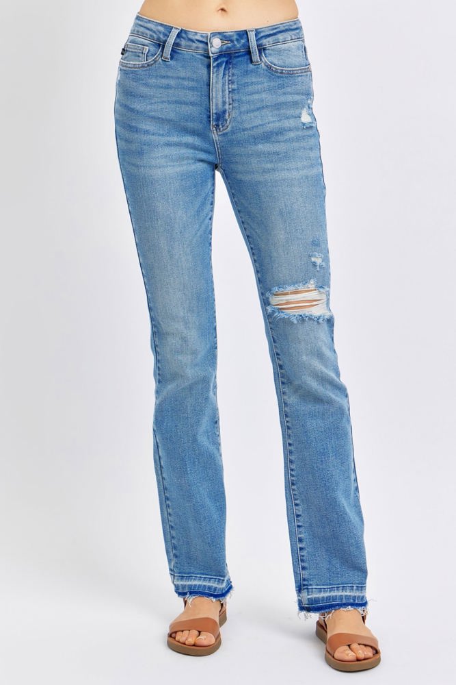 Judy Blue Mid Rise Destroy & Release Hem Bootcut Denim 88632 - Plus