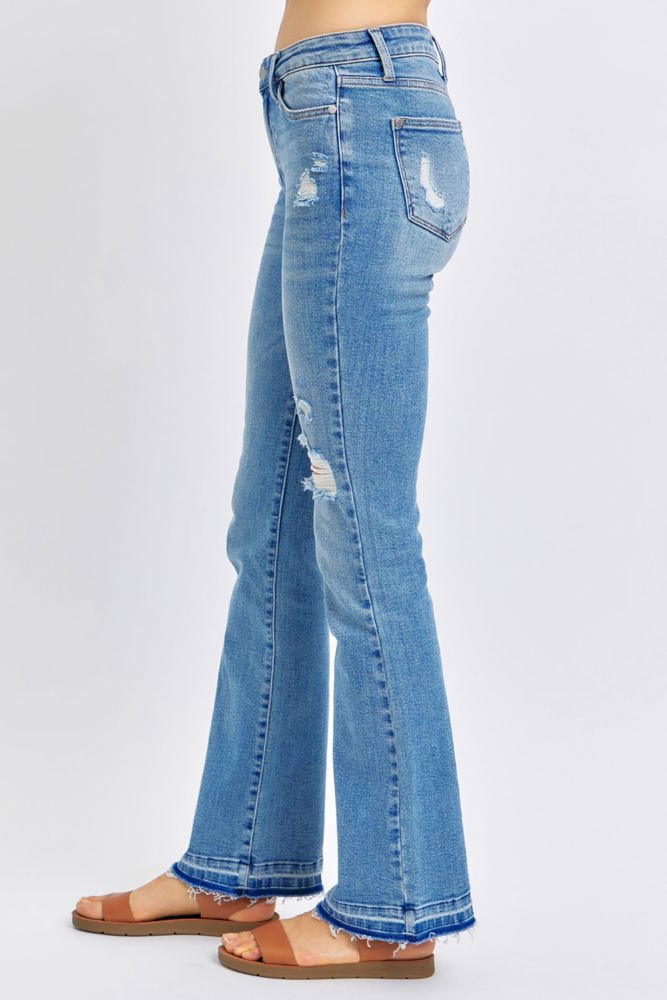 Judy Blue Mid Rise Destroy & Release Hem Bootcut Denim 88632 - Plus