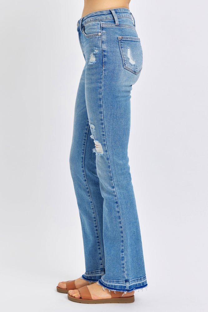 Judy Blue Mid Rise Destroy & Release Hem Bootcut Denim 88632 - Plus