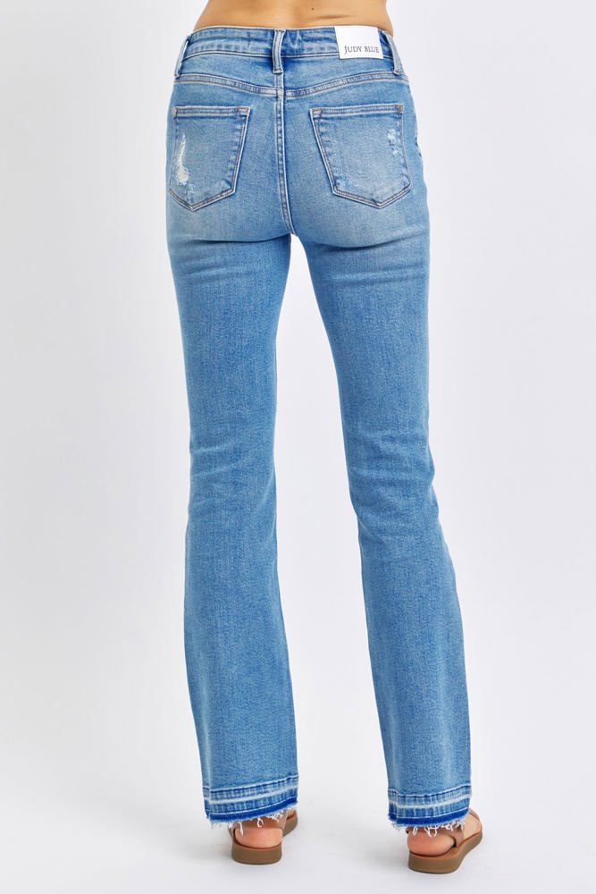 Judy Blue Mid Rise Destroy & Release Hem Bootcut Denim 88632