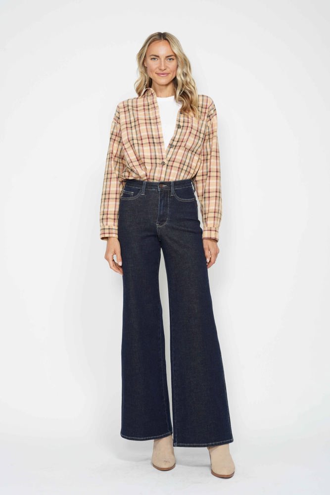 Judy Blue High Waist Tummy Control Retro Wide Leg Crop Denim 88849