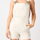  Judy Blue High Rise Garment Dyed Cutoff Shortalls in Ecru 150240