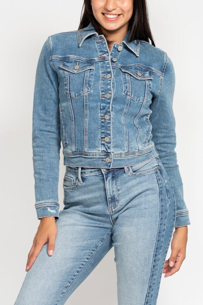 Judy Blue Classic Vintage Wash Denim Jacket 7877