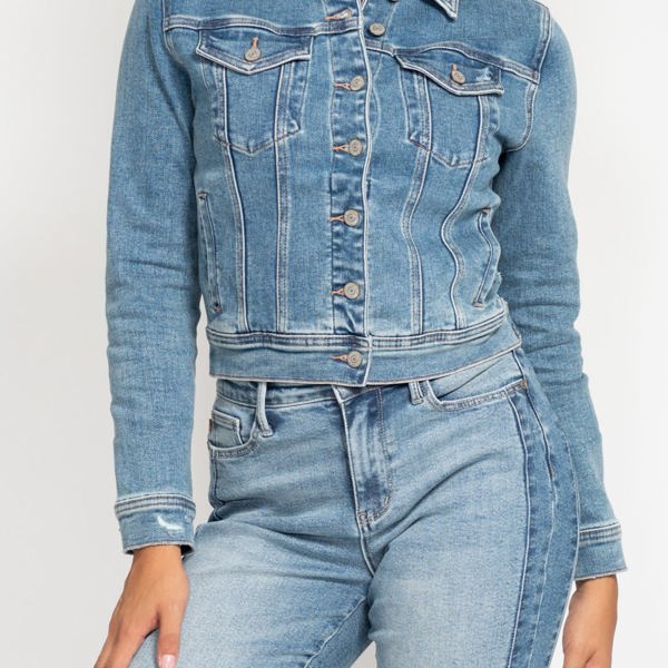 Judy Blue Classic Vintage Wash Denim Jacket 7877