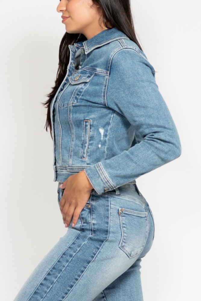 Judy Blue Classic Vintage Wash Denim Jacket 7877