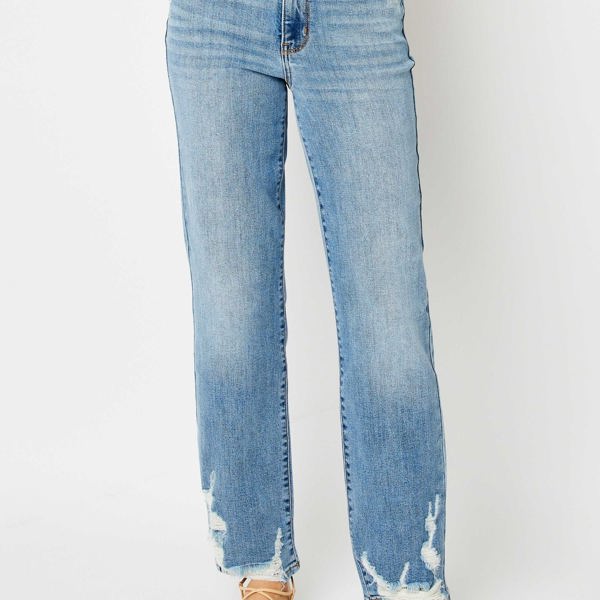 Judy Blue High Waist Heavy Destroy Straight Denim 82470