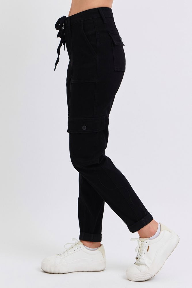 Judy Blue High Waist Cargo Cuff Black Jogger Denim 88910