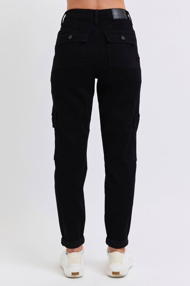 Judy Blue High Waist Cargo Cuff Black Jogger Denim 88910