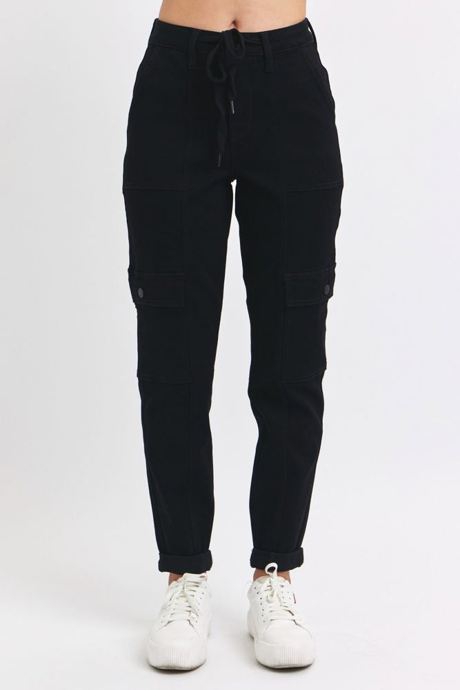 Judy Blue High Waist Cargo Cuff Black Jogger Denim 88910