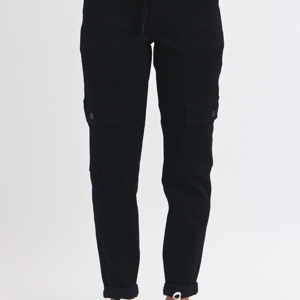 Judy Blue High Waist Cargo Cuff Black Jogger Denim 88910