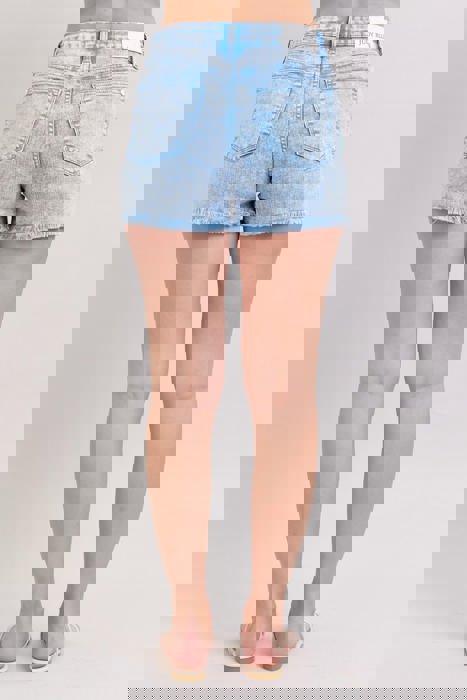 Judy Blue Mid Rise Garment Dyed Cyan Denim Short 150348
