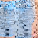  Judy Blue Mid Rise Garment Dyed Cyan Denim Short 150348