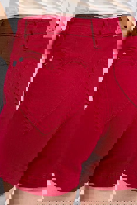 Judy Blue High Waist Tummy Control Garment Dyed Red Heart Shaped Pocket Trouser Denim Short 150346