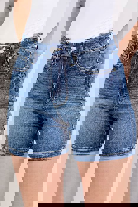 Judy Blue Mid Rise Tummy Control Mid Length Denim Short 150334