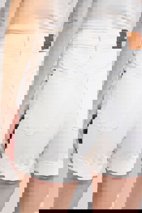 Judy Blue High Waist Double Roll Cuff White Denim Short 150305