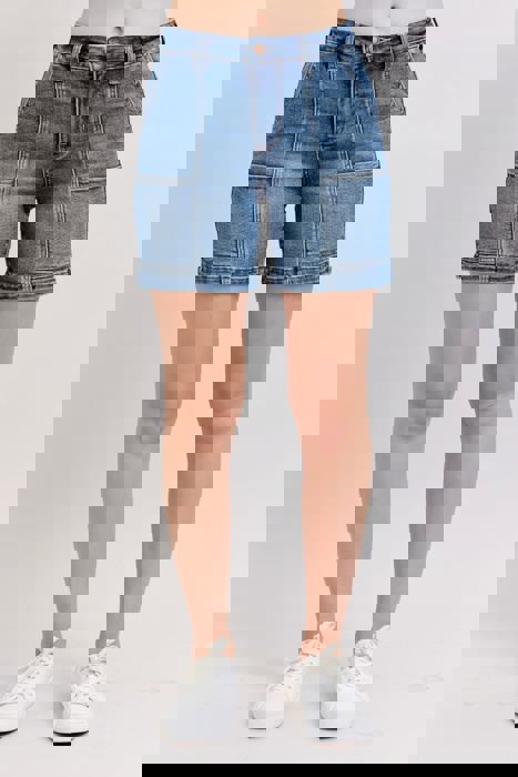 Judy Blue High Waist Utility Mid Length Denim Short 150316