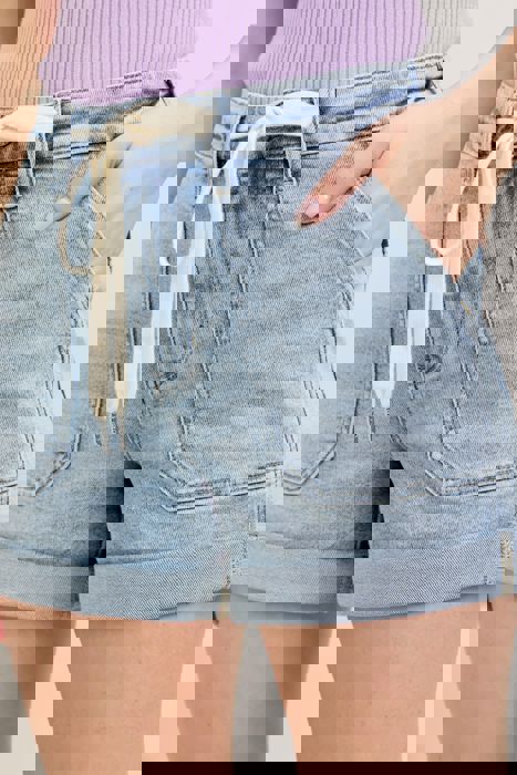 Judy Blue High Waist Cuffed Jogger Denim Short 150344