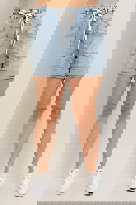 Judy Blue High Waist Cuffed Jogger Denim Short 150344