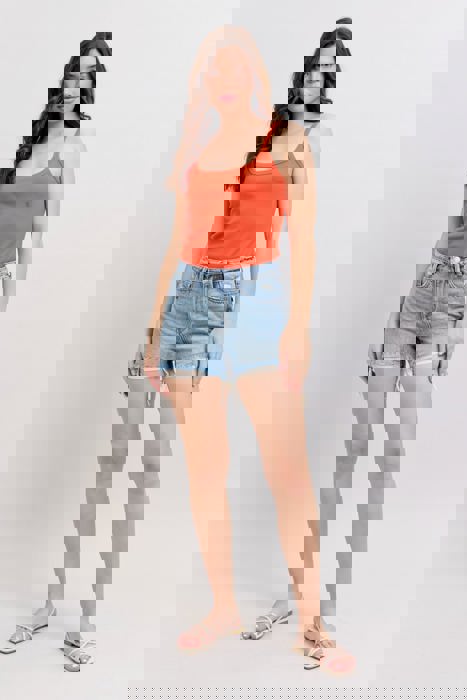 Judy Blue High Waist Rigid Magic Destroy Cut Off Denim Short 150254