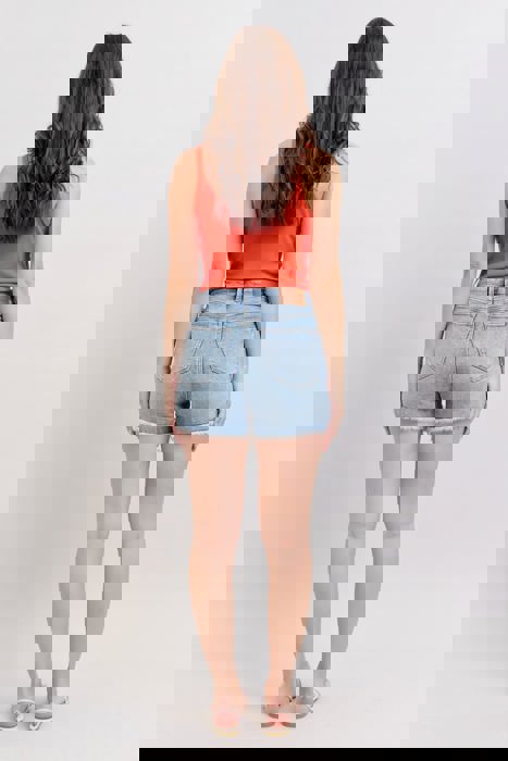 Judy Blue High Waist Rigid Magic Destroy Cut Off Denim Short 150254