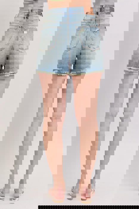 Judy Blue High Waist Vintage Wash Fly Stitch Detail & Destroy Denim Short 150323