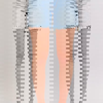 Judy Blue Mid Rise Long Cut Off 2 Button Dad Denim Short 15284