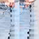  Judy Blue Mid Rise Long Cut Off 2 Button Dad Denim Short 15284