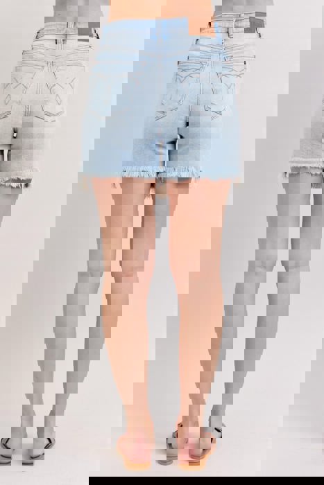 Judy Blue Mid Rise Long Cut Off 2 Button Dad Denim Short 15284