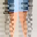  Judy Blue Mid Rise Tummy Control Vintage Wash Release Hem Denim Short 150299