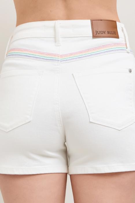 Judy Blue High Waist Yoke & Rainbow Stitch Detail Denim Short 150239