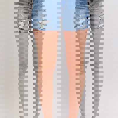 Judy Blue High Waist Stitch Over Destroy Detail Denim Short 15294