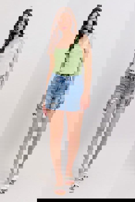 Judy Blue High Waist Stitch Over Destroy Detail Denim Short 15294