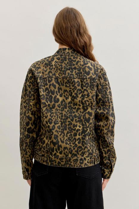 Judy Blue Boyfriend Leopard Print Denim Jacket 7885
