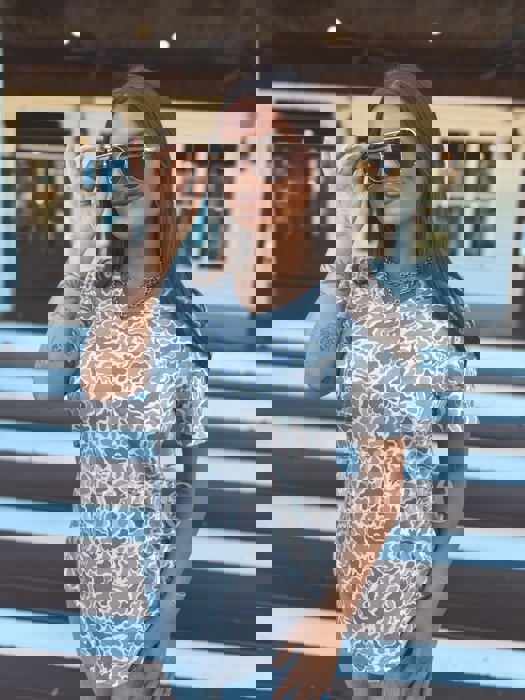 Birdie Soft Style V Neck Pocket Tee in Duck Camo