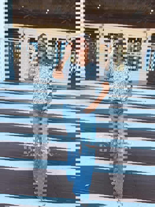 Birdie Soft Style V Neck Pocket Tee in Duck Camo