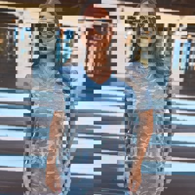 Birdie Soft Style V Neck Pocket Tee in Army Camo