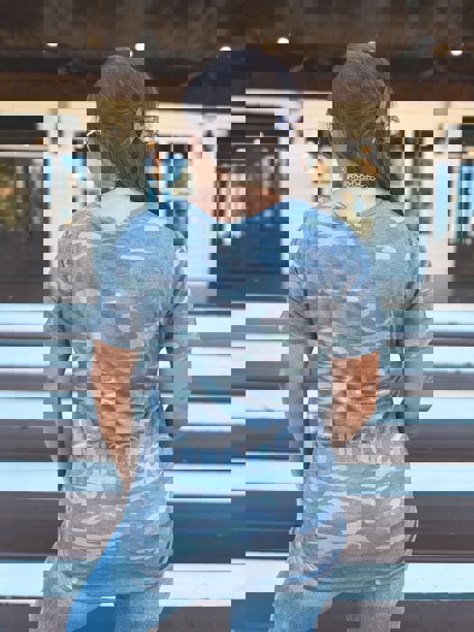 Birdie Soft Style V Neck Pocket Tee in Army Camo