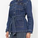  Judy Blue Mid Length Denim Utility Side Slit Jacket 7876