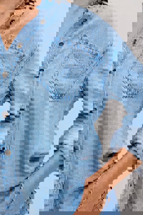 Judy Blue Denim Shirt with Western Styling 5808