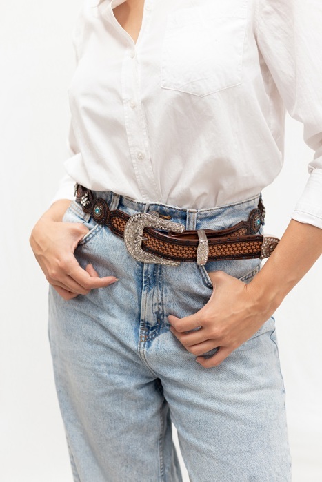 Lucky & Blessed Brown Handmade Braided Design Genuine Leather Belt