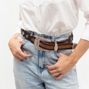  Lucky & Blessed Brown Handmade Braided Design Genuine Leather Belt