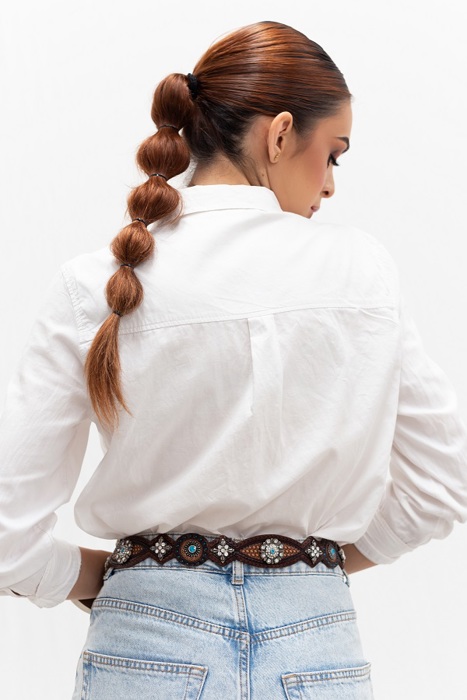 Lucky & Blessed Brown Handmade Braided Design Genuine Leather Belt