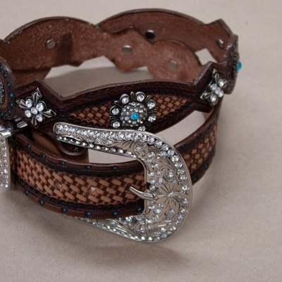 Lucky & Blessed Brown Handmade Braided Design Genuine Leather Belt
