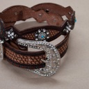  Lucky & Blessed Brown Handmade Braided Design Genuine Leather Belt