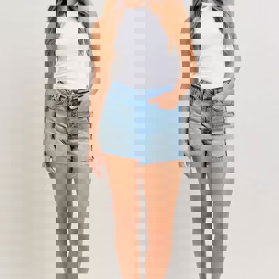 Judy Blue High Waist Rigid Magic Raw Side Seams Denim Short 150368