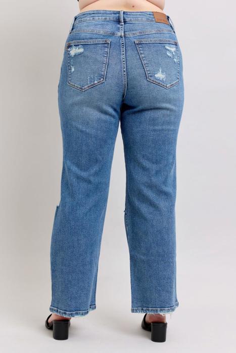 Judy Blue High Waist Destroy Straight Denim Jeans 88447 - Plus