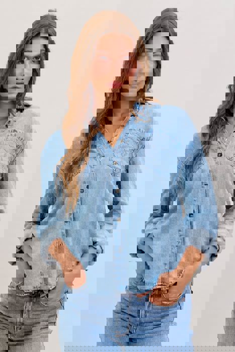 Judy Blue Denim Shirt with Western Styling 5808