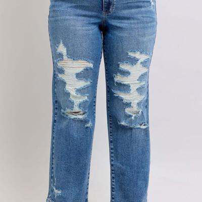 Judy Blue High Waist Destroy Straight Denim Jeans 88447 - Plus