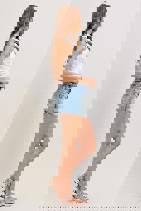 Judy Blue High Waist Rigid Magic Raw Side Seams Denim Short 150368